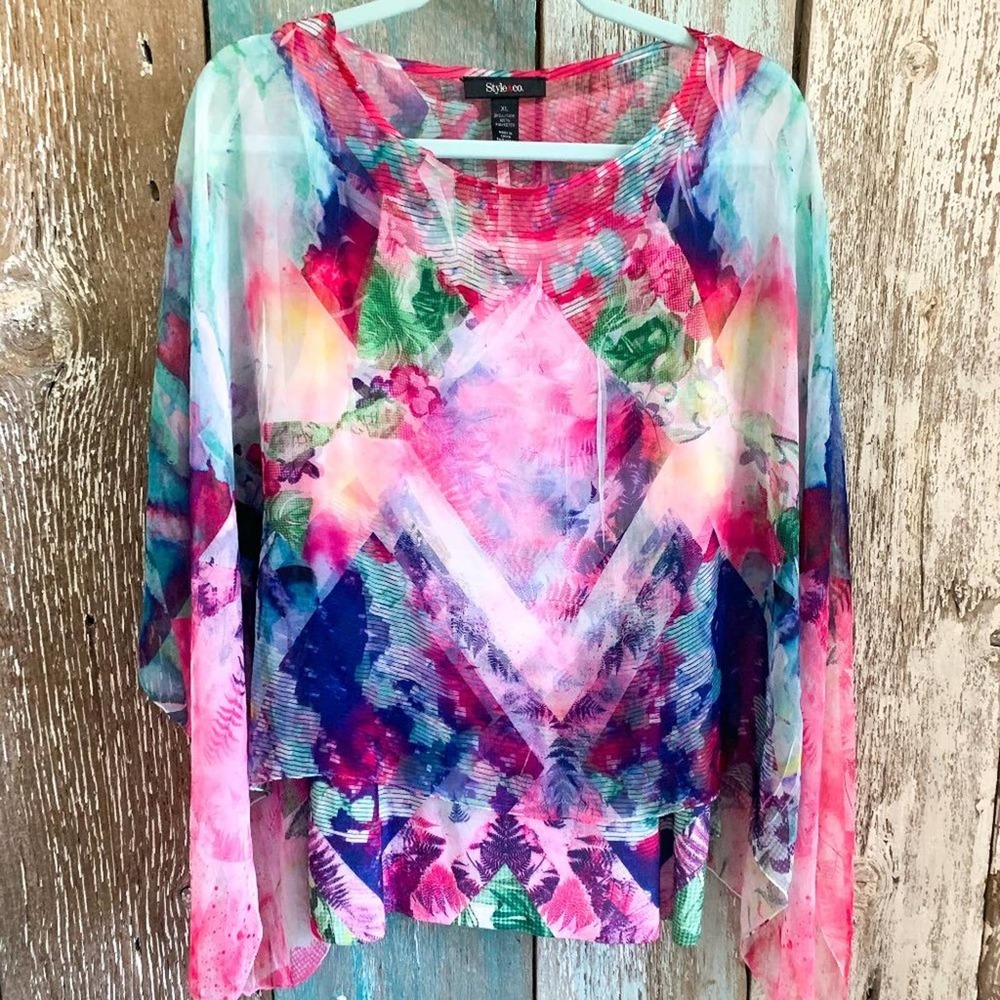 Style & Co Patterned Shawl & Matching Cami XL